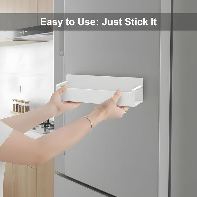 MGY 3Pack Magnetic Baby Bottle Organizer for Refrigerator,Space-Saving Storage for Baby Bottles, Metal Shelf with 4 Hooks,Station Organizer for Bottles