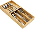 Bamboo Silverware Drawer Organizer Cutlery Tray for Drawer Wood Kitchen Utensil Tray Flatware Caddy Cutlery Holder Utensil Drawers Organizer for Spoon Fork Knives Wooden Silverware Trays