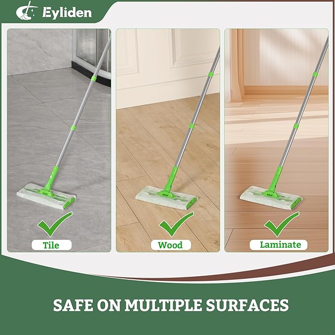 Eyliden 24-Count Disposable Wet Mop Pads Refills, Pre-Moistened with Cleaner Universal for 10 inch Sweeper Mops - Multi-Surface Hardwood, Laminate & Tile Floors