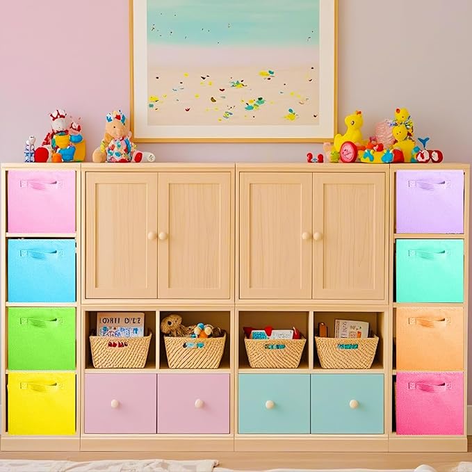 ShellKingdom Storage Bins, Foldable Fabric Storage Cubes And Cloth Storage Organizer Drawer For Closet And Toys Storage, 8 Pack (8 Colors)