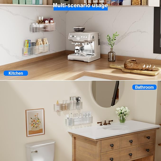 2 Pack Adhesive Cabinet Door Organizer, Lid Organizers Inside Cabinet Spice Rack Food Container/Tumbler Lids Holders for Kitchen & Bathroom Wall Mounted(Acrylic)