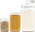 Felli Flip Tite Acrylic Food Storage Container with Lid 6” XL Air Tight Ring Seal Flip Top, Plastic Kitchen Baking Canister for 5 lb Flour Protein Powder Pantry Organizer (Nest-L, White) With Scoop