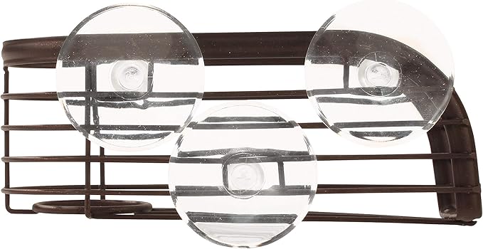 Spectrum Ashley Sink Sponge and Brush Holder with Suction Cups 2 in 1 Sink Caddy Bronze, No Rust Easy Mount Suction Cup Kitchen Sink Sponge and Brush Holder Hanging Wire Cradle Promotes Quick Drying