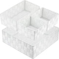 Posprica Woven Storage Box Cube Basket Bin Container Tote Organizer Divider for Drawer,Closet,Shelf, Dresser (White)