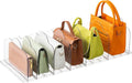 AENTGIU Purse Organizer for Closet, 2 Pack Adjustable Shelf Dividers for Handbag Storage, Transparent Handbag and Purse Storage Organizer, Bookshelf Separators Dividers for Bedroom, Office