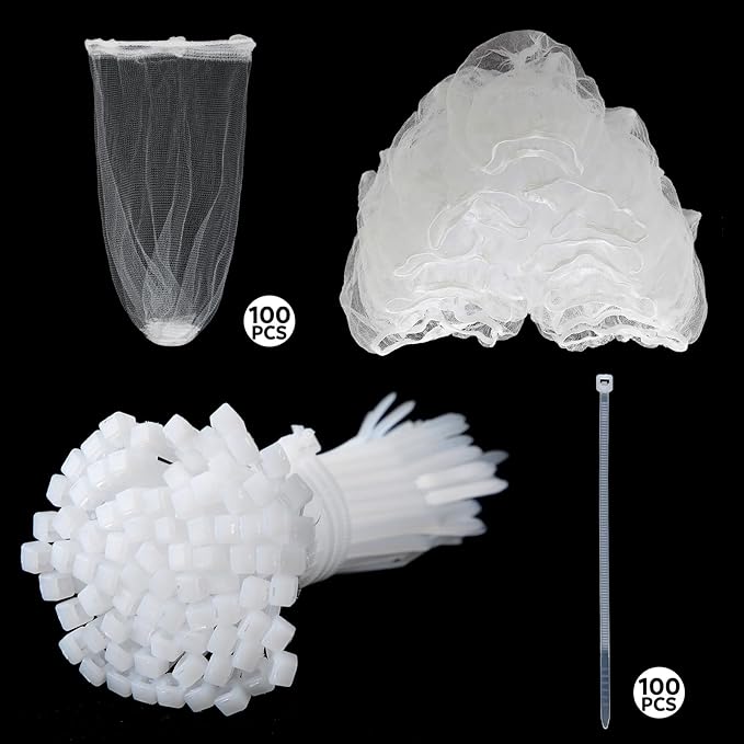 Yiyiring 100 Pieces Lint Traps for Washing Machine Hose Lint Traps Laundry Pet Dog Hair Catcher with 100 Pcs Cable Ties for Washer Machine Hose Sink Snare Drain Mesh Bag Filter Dryer
