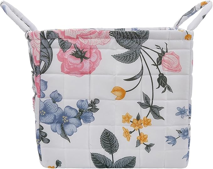 Boho Fabric Storage Basket, Large Capacity Laundry Basket, 12.2'' x 10.23'' x 10.23'' Collapsible Laundry Hamper with Easy Carry Handles (A Multi-Color 9, L)