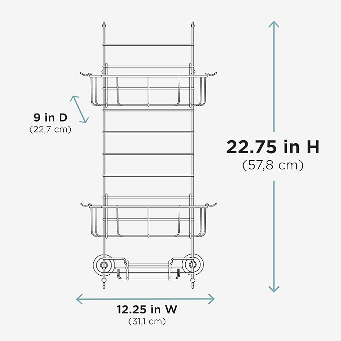 Zenna Home Shower Caddy Hanging Over the Shower Door Organizer, Stainless Steel Rack with 2 Shelves and Built in Hooks, Bathroom Organizer Shelf for Inside Shower, Heritage Bronze