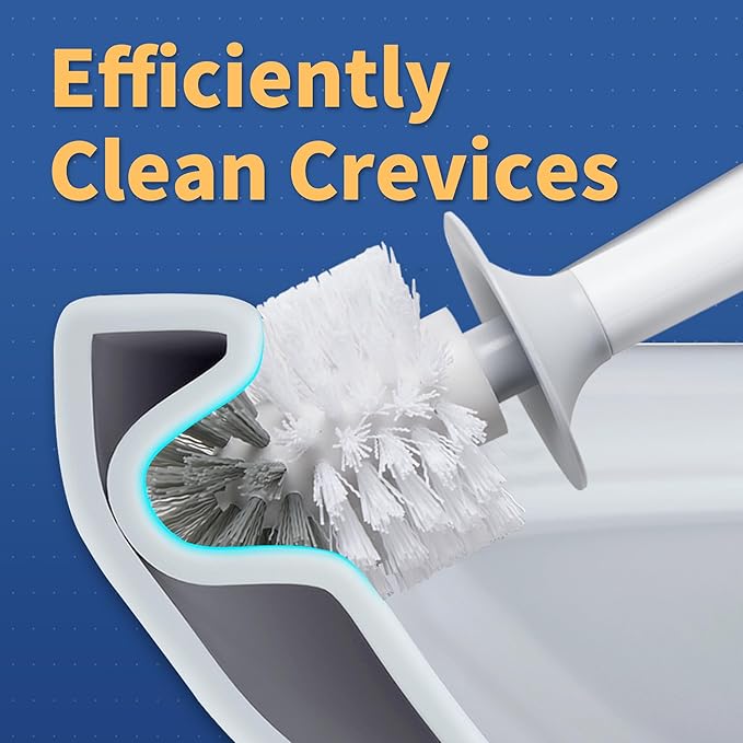BOOMJOY Toilet Bowl Brush and Holder, 2 Pack Toilet Brush and Holder Set with Dense Bristles for Bathroom Deep Cleaning, Household Cleaning Accessories, Easy to Assemble, Clear