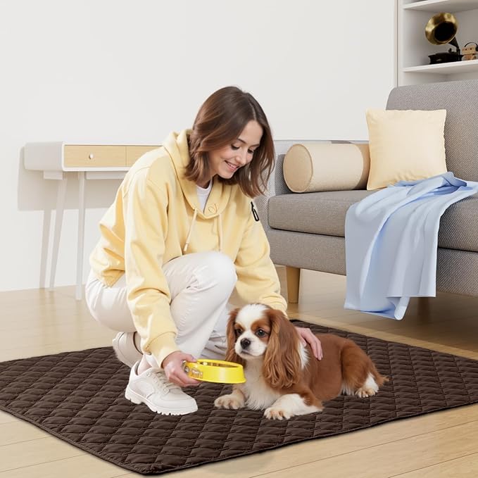 Smiry Waterproof Dog Bed Cover Blanket, Soft Reversible Pet Blanket, Washable Leakproof Cats Dogs Couch Cover for Sofa, Couch, Furniture, Plaid (30x53 Inch, Chocolate/Dark Grey)