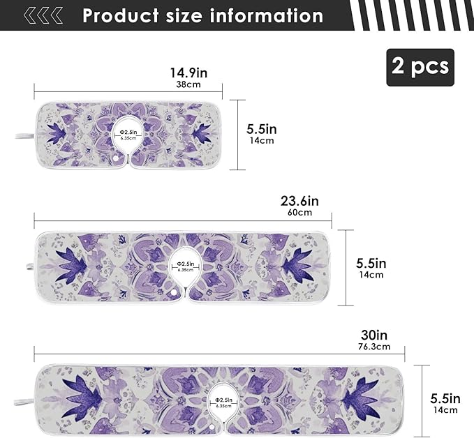 Sink Faucet Absorbing Mat Kitchen Sink Splash Guard Splash Faucet Drip Catcher for Bar RV Bathroom 2PCS 23.6x5.5in Lavender Flowers Teal Mandala Purple