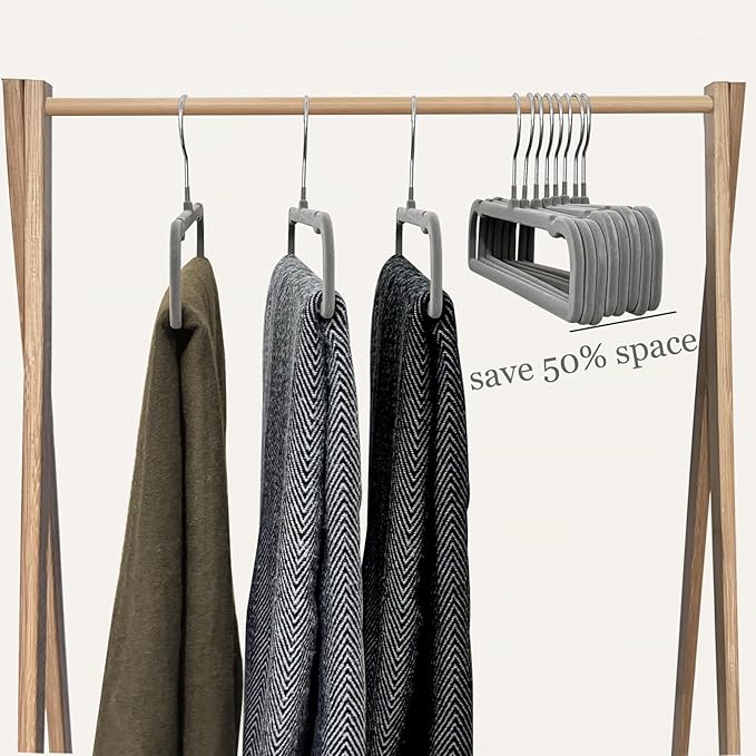 Velvet Pants Hangers 20 Pack,Premium Non Slip Velvet Hangers,Thin Space Saving Slim Clothes Hangers with 360° Swivel Hook,13.77inch