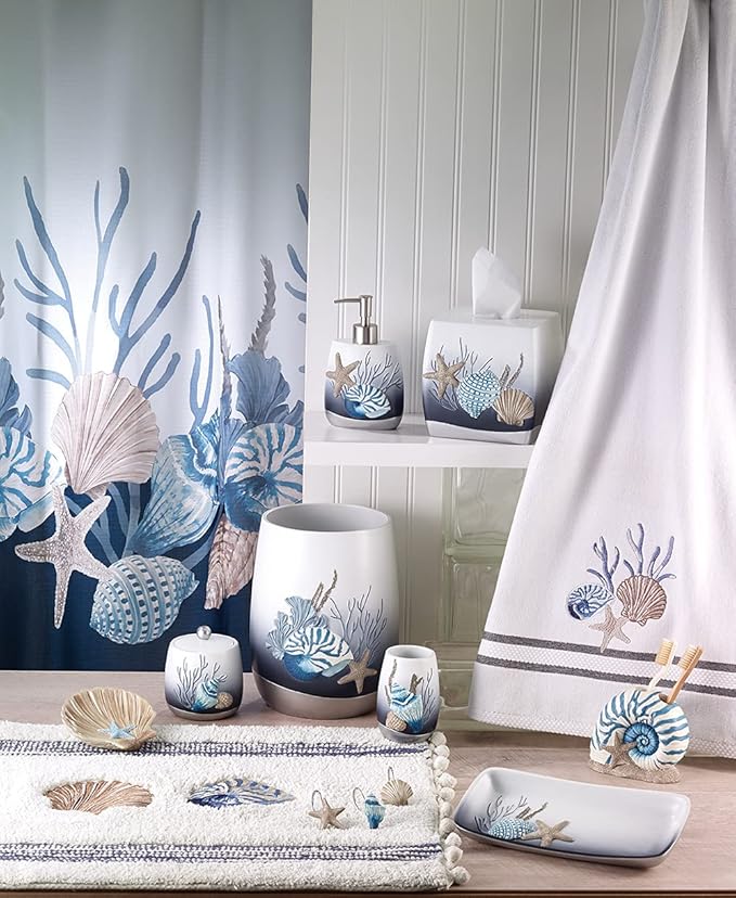 Avanti Linens - Tumbler, Countertop Organizer, Sealife Inspired Bathroom Decor (Blue Lagoon Collection)
