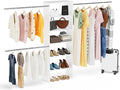 Closet System, 25.5" Wide Closet Organizer System with 3 Hanging Rods, Wood Tower Closet Storage for Walk In Closets, Wall Mounted Wardrobe Organizer Kit, Bedroom, Fit Space 6-10 ft, White