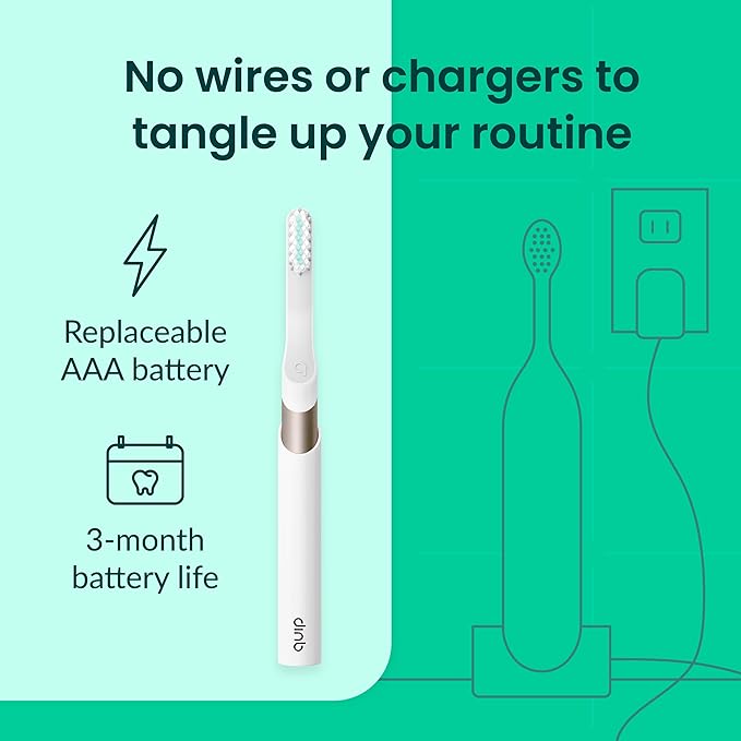 Quip Metal Sonic Electric Toothbrush for Adults - Time Travel & Soft Bristles with Travel Case & Replacement Brush Head - 3 Month Battery Life - Dawn Peach Gold