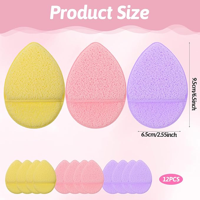 12 Pack Colorful Exfoliating Facial Sponges Face Cleansing Puff Facial Sponges Set Reusable Makeup Remover Exfoliating Pads for Washing Face Daily Cleansing