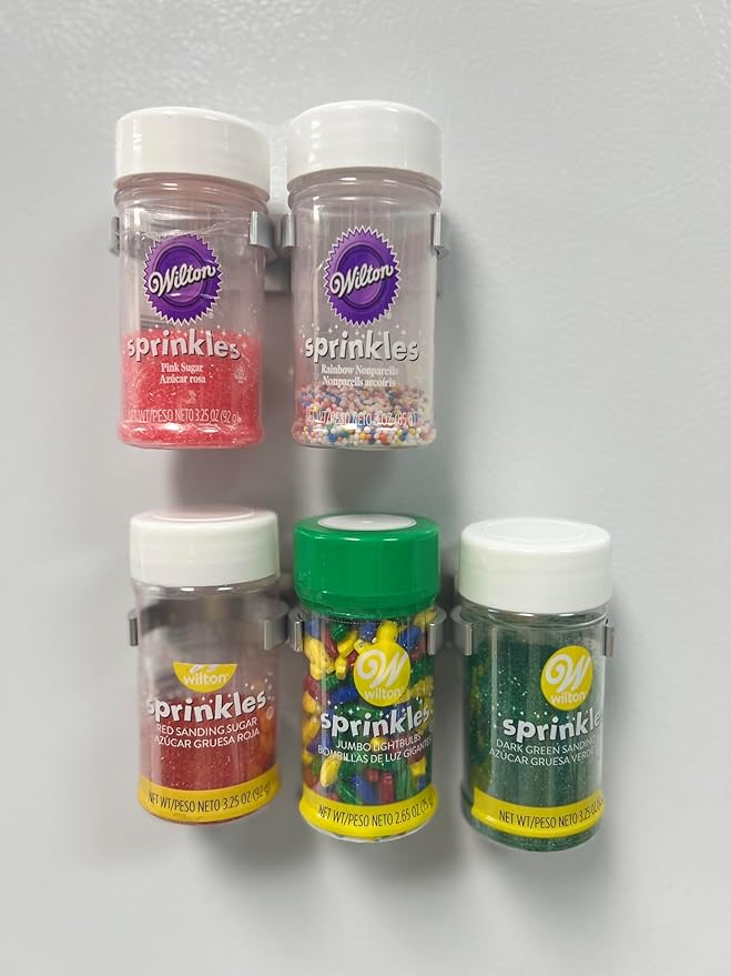 Spice Grippers for Cabinet Doors - Organizer for Spice - Spice Rack Holds 15 Spice Jars - Strong Adhesive Grippers for Pantry (Silver)