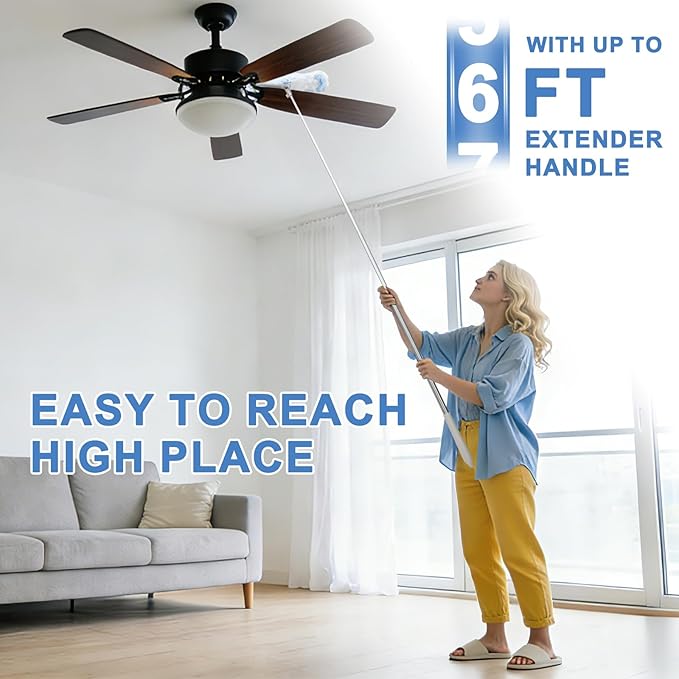 KeFanta Duster Refill Kit with 6 ft Super Extendable Handle Compatible with Swiffer, 360° Disposable Microfiber Dusting Pads for Home Cleaning, Ceiling, Fan, Window, Hard-to-Reach Areas, 20Pcs