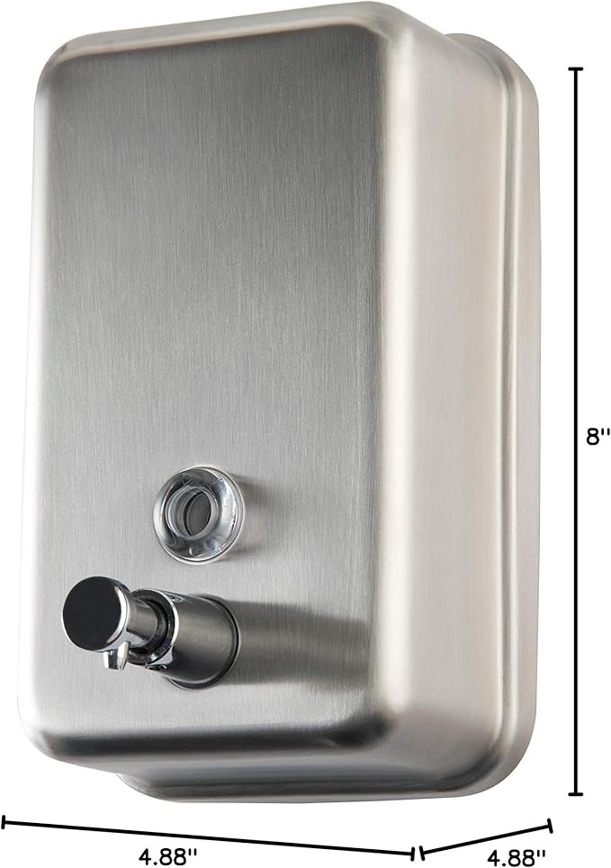 Commercial Soap Dispenser Wall Mount - Stainless Steel Wall Mounted Soap Dispenser for Bathroom - New Superior Design with Premium Anti-Leak Pump and Corrosion-Proof Lining - 37oz (1100ml) by EnBath