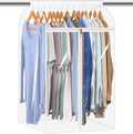 KEETDY 35" Hanging Garment Bags for Closet Storage Large Clear Garment Bags for Hanging Clothes Garment Rack Cover Coat Protector for Suit, Wardrobe, Bottom Enclosed