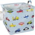 FANKANG Square Nursery Hamper Storage Bins Canvas Laundry Basket Foldable with Waterproof PE Coating Storage Baskets Gift Baskets for Children, Office, Bedroom, Clothes（Square-Car ）