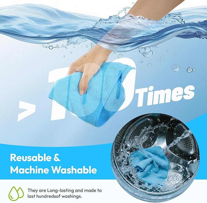 Microfiber Cleaning Cloth 12"X12" 24 Pack Colour Lint Free Microfiber Towels for Cars-Extra Thick, Streak-Free, Fast Absorbent - Reusable Multi-Purpose Housekeeping Rags for Cars