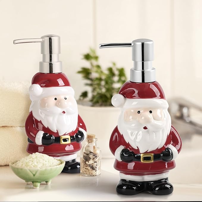 Christmas Soap Dispenser 1 Pack Ceramic Hand and Dish Soap Dispenser for Kitchen Bathroom