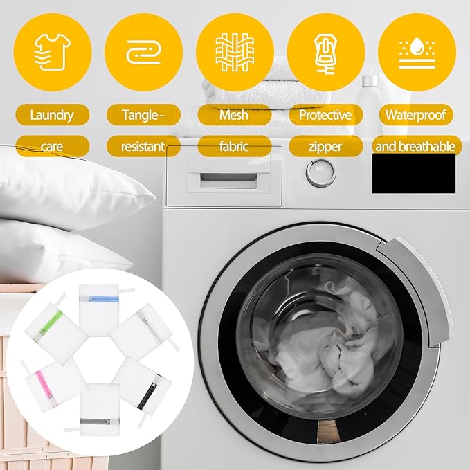 6 Pcs Small Mesh Laundry Bag Lingerie Bags for Washing Delicates for Delicates Washing Machine Underwear Washings Bag Small Foldable Wash Bags for Home Travel White 5.5 x4.3inch
