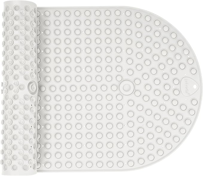 Joiyota Silicone Push Pop Bath Mat with 391 Suction Cups, 33x17.3 Inch Non-Slip Tub Mat for Adults, Textured Surface for Extra Stability & Drainage, White Thickened Soft Shower mat Easy to Clean