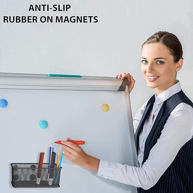 TAPBULL Mesh Magnetic Storage Baskets - Set of 1 (Black) with Anti-Slip Feature and Strong Magnets - Magnetic Locker Organizer and Pencil Holder for Whiteboard and Refrigerator (Black-1 pcs)