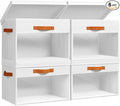 Large Storage Bins with Lids - 4 Pack Foldable Decorative Organizers with Clear Windows & Handles, Cube Storage Organizers for Clothes, Blankets, Sweaters, CD, White