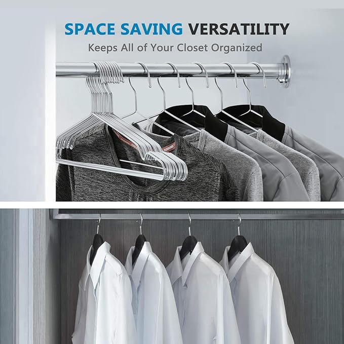 Fayleeko Wire Coat Hangers - 17.7 Inch Heavy Duty Stainless Steel Hangers (50 Pack)
