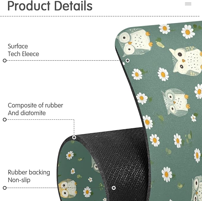 Kitchen Sink Splash Guard 2 PCS 14.7 Inch Sink Faucet Mat Splash Guard for Bathroom Countertop Water Absorbent Foldable Cuttable Soft Washable White Daisy Flower Owls