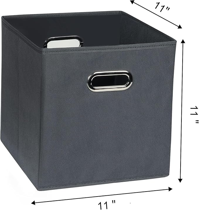 Fabric Cloth Storage Bins,Fabric Cube Organizer with Dual Handles Foldable Cube Storage Baskets for Home Bedroom Storage,Set of 12,(Gray)