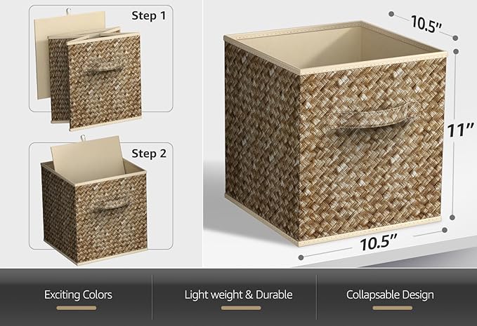 Sorbus Foldable Storage Bins - 11 Inch Sturdy Collapsible Fabric Storage Cubes with Handle - 4 Baskets for Organizing Clothes & Toys - Organization & Storage Baskets for Shelves, Pantry, Closet, Cubby