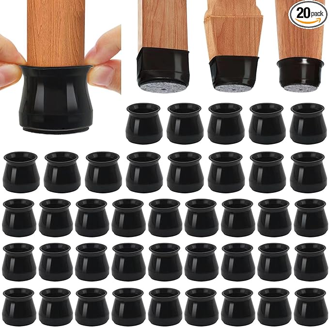 BUMACO Chair Leg Floor Protectors Chair Leg Protectors for Hardwood Floors Silicone Pads Covers to Protect Floors Black-40 Pcs Universal L (1-5/16" to 2")