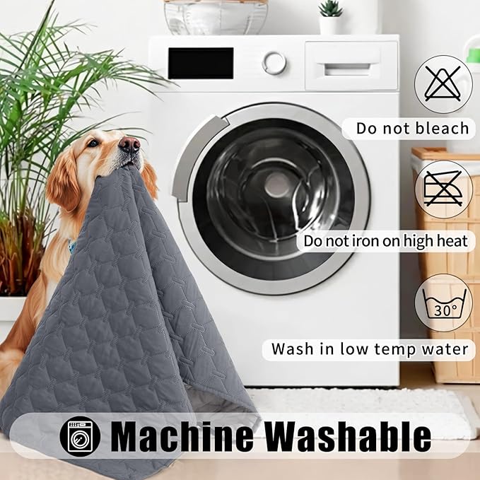 Smiry Waterproof Dog Bed Cover Blanket, Soft Reversible Pet Blanket, Washable Leakproof Cats Dogs Couch Cover for Sofa, Couch, Furniture, Plaid (68x82 Inch, Grey/Light Grey)