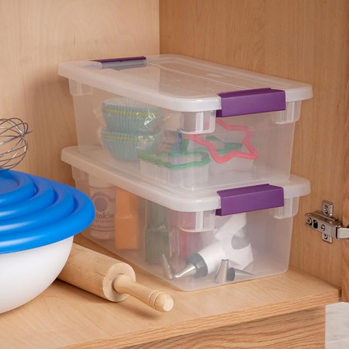 Sterilite 12-Pack 6 Quart ClearView Latch Box, Stackable Organizer Bins with Latching Lids - Clear Plastic Organization Containers for Closet, Bedroom, Shelving Units and Everyday Home Storage
