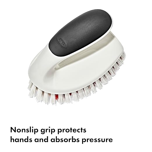 OXO Good Grips All-Purpose Scrub Brush – 2-Pack, Crevice Cleaning, Bathroom Cleaning, Scrub Brush with Handle, Brushes to Scrub Your Kitchen or bathrooms