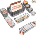 20 Pcs Clear Drawer Organizer, Adjustable Drawer Storage Box, 3-Size Desk Drawer Organizer, Acrylic Storage Bins for Makeup, Kitchen Utensils, Bedroom Dressers Tool Organizer for Gadgets, Black