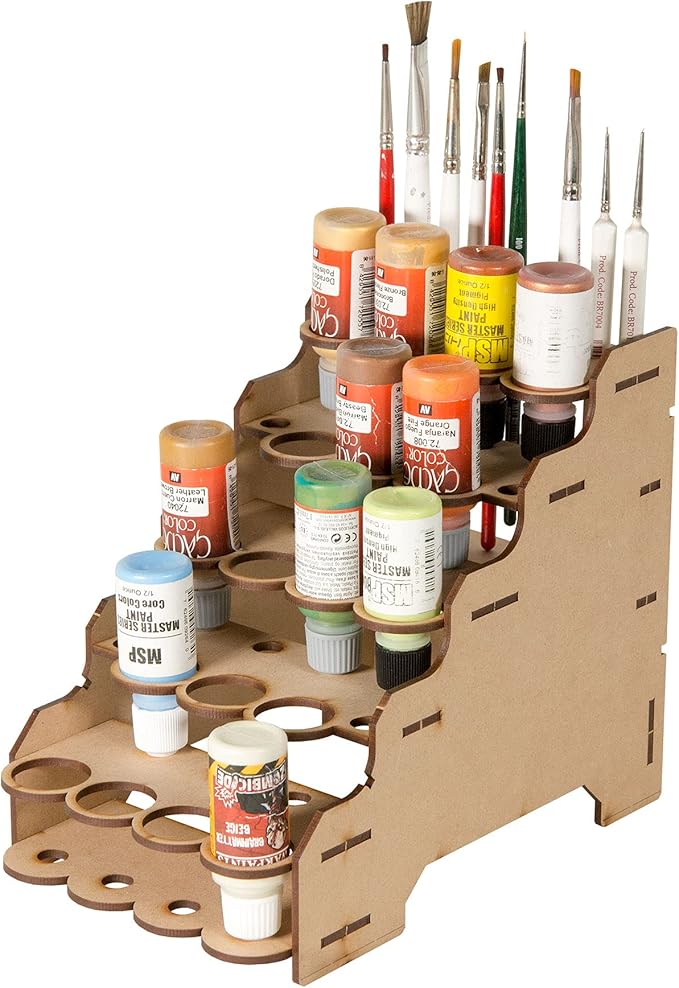 The Broken Token Modular Paint Half Rack w/ 26mm Holes - Multiple Organizer for Paint Bottles, Pots, and Brushes in Tiered Layout - Customize Your Pieces with Easy Organization & Access