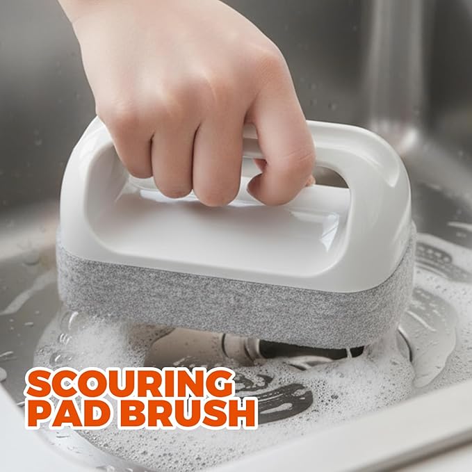 6-Pack Dish Brush with Handle – Heavy Duty Kitchen Scrub Brushes with Stiff Bristles for Pots, Pans, Sinks Non-Scratch Dishwashing Scrubber Brush Set