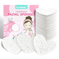 60-Count Kickleen Compressed Cellulose Heart Shape Facial Sponges | 100% Natural Cosmetic Spa Sponges for Facial Cleansing | Exfoliating | Makeup and Mask Removal | Reusable |Skin Massage (White)