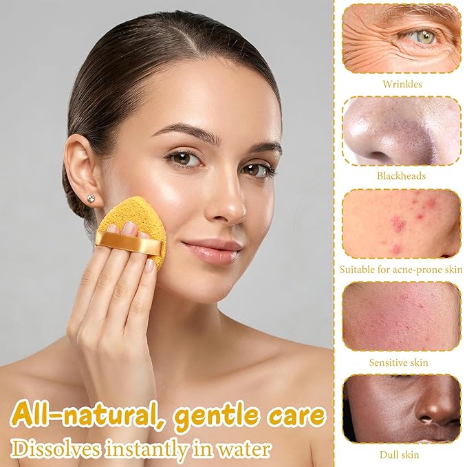 TIESOME 6Pcs Facial Sponges, 3 Colors Reusable Face Scrubber Pads for Washing Face Soft Face Sponges for Deep Pore Cleansing, Blackheads, Daily Facial Cleans, Makeup Remover