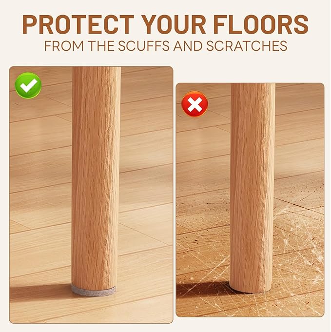 48 PCS Felt Furniture Pads, 1-inch Round Beige Chair Felt Pads, Felt Pads for Furniture Feet to Protect The Floor from Scratches,Reduce Noise