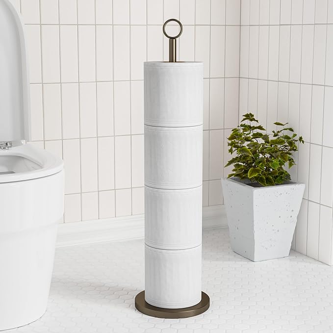 Toilet Paper Holder Stand(with Reserve Function), Free-Standing Spare Rolls Storage Holder, Stainless Steel