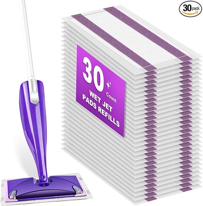 Wet Jet Refills Compatible with Swiffer Wet Pads Refills Hardwood Floor Cleaner Spray Mop Pad Refill, Bathroom Cleaning Supplies, Hardwood Floor Cleaner, Multi Surface，30 Count