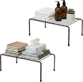 Evelots Kitchen Cabinet Wire Shelf Organizer/Rack - 2 Pack Sturdy Metal Shelf Risers - Double Your Counter Space - Great for Kitchen, Freezer, Pantry and Bathroom - Rustproof - Black