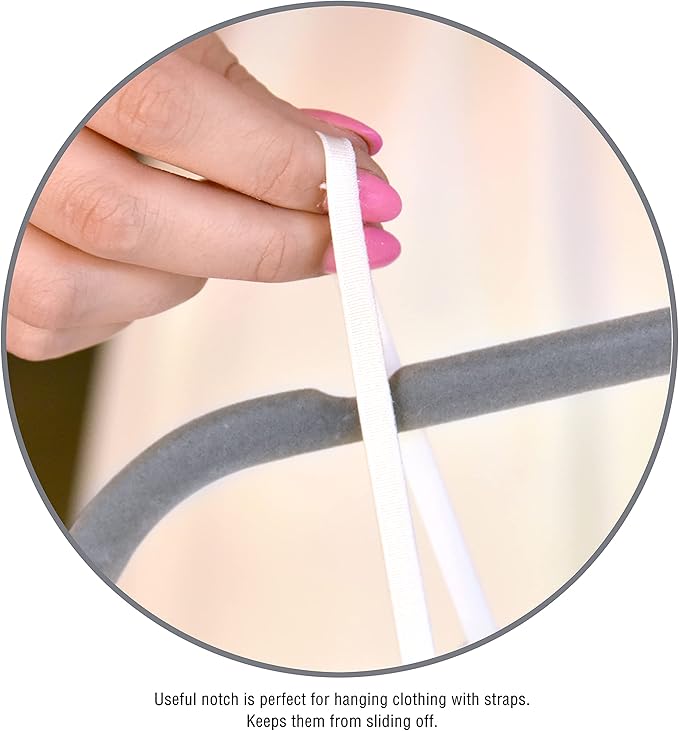 Velvet Hangers, Ultra Slim Space Saving, notches, tie bar, Swivel Hook, with 20 Bonus Matching Velvet Finger Clips. 30 Pack (Charcoal)