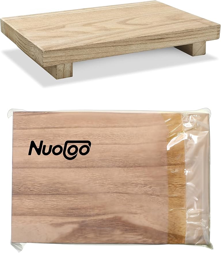 Nuogo Wood Riser Tray Soap, Stand Soap Tray for Kitchen Sink, Wood Pedestal for Kitchen Counter Sink Stand Decorative Rustic Bathroom Dishes Plant Bottles Candles Display(9 x 6 Inch,Natural)